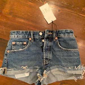 High rise denim shorts dark wash